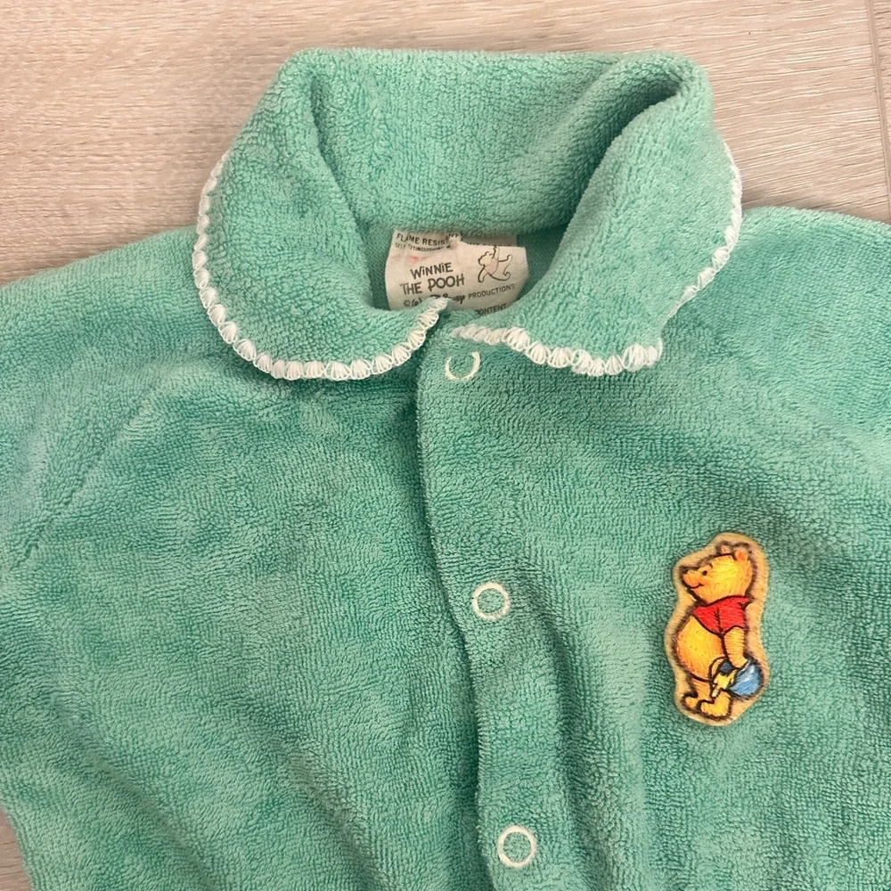 Vintage 80s Disney Winnie the Pooh Terry Cloth Footed Sleeper USA